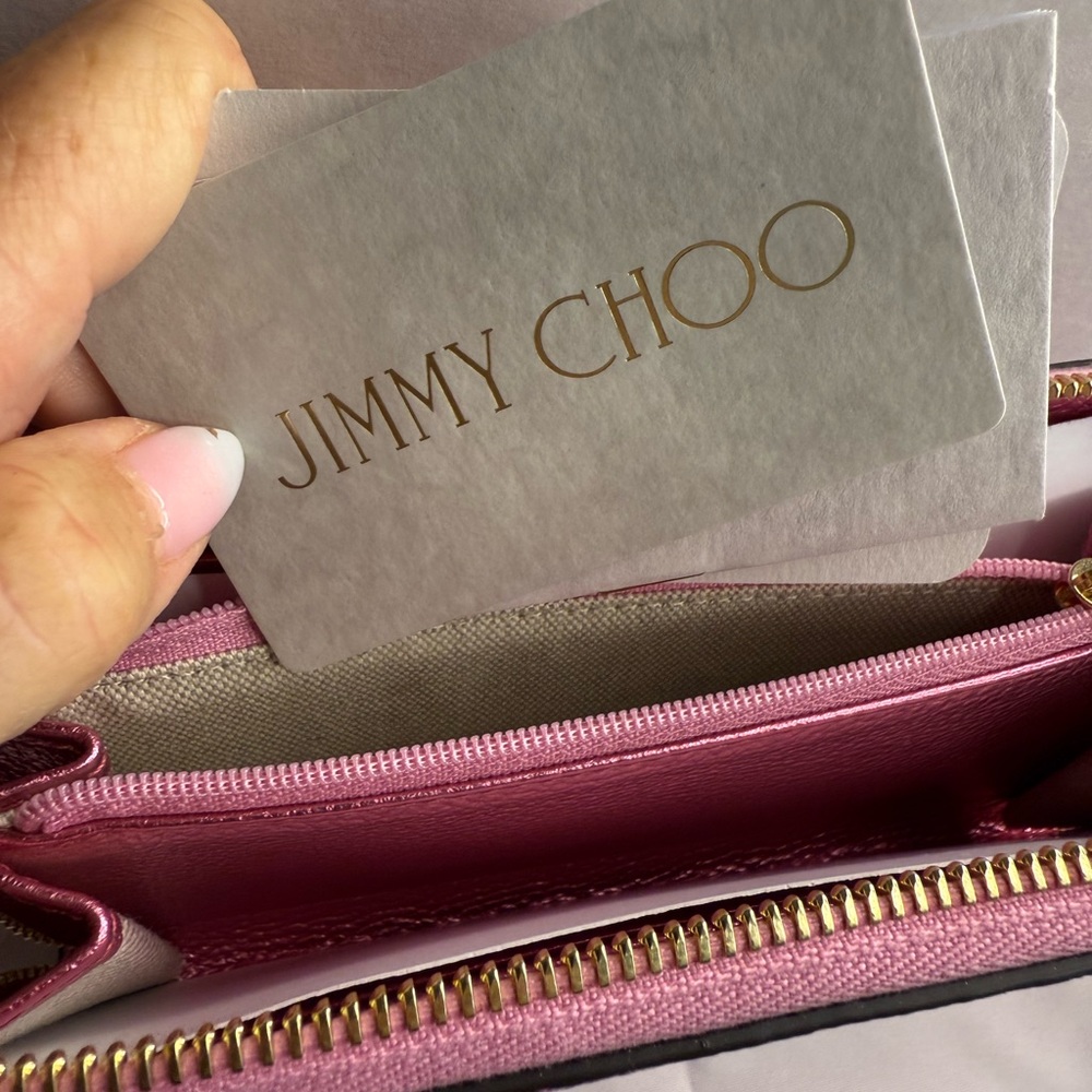 NIB Jimmy Choo Pink Metallic Bettina Leather Continental Wallet - Picture 7 of 9